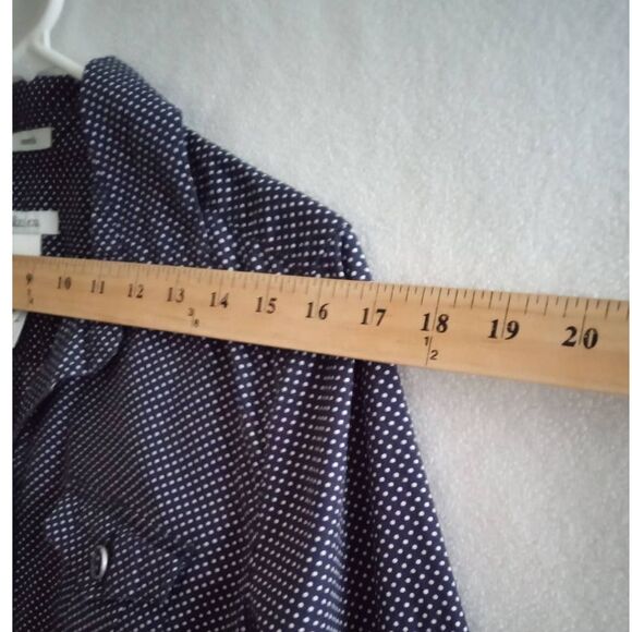 Liz & Company Polka Dot Button Down Shirt Women Large Blue White Dots Stretch - Picture 5 of 10